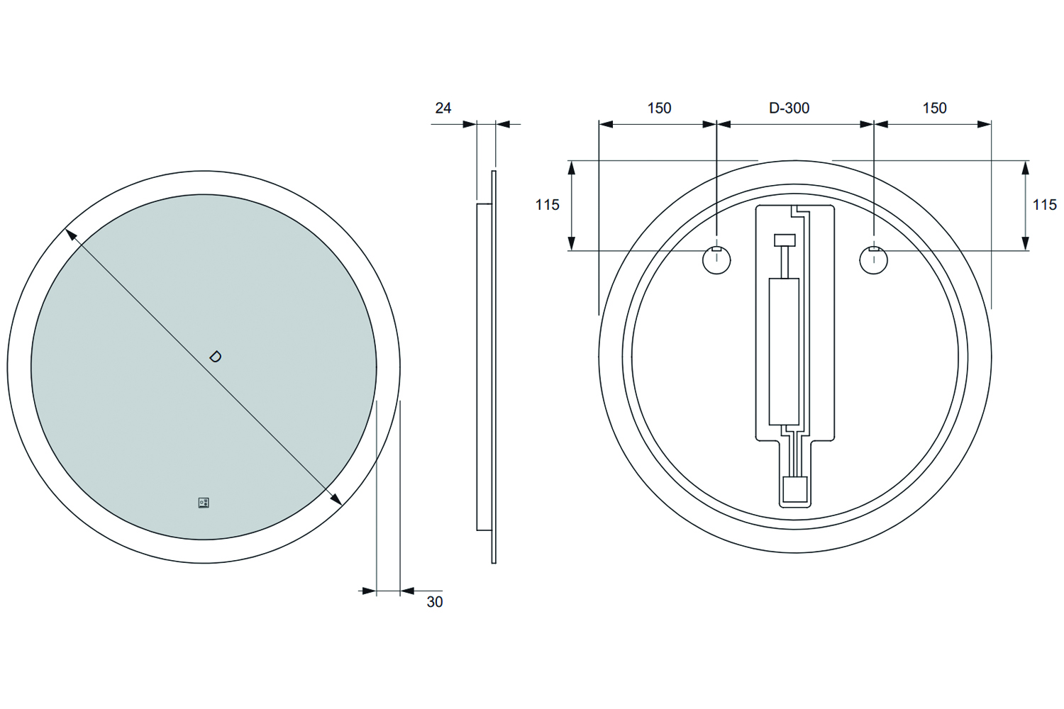 Serie roundq - led spiegel - emotion - Ø700mm