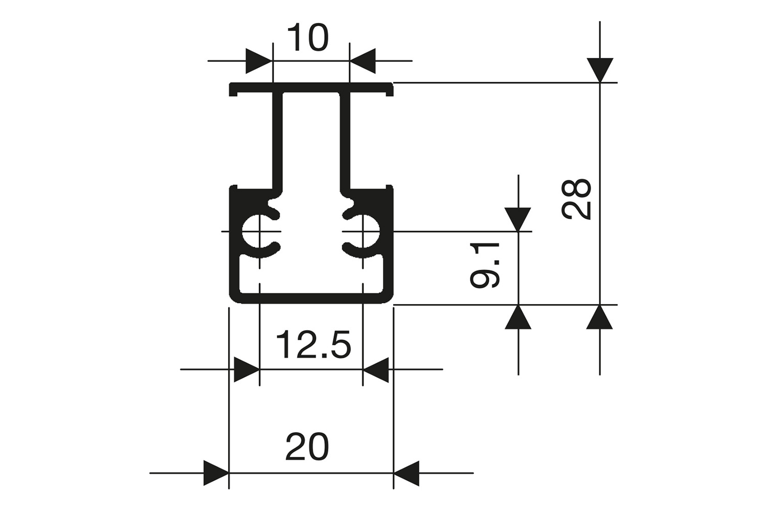 Dwarsprofiel - voor Screen 4 - 6000mm - aluminium - mat