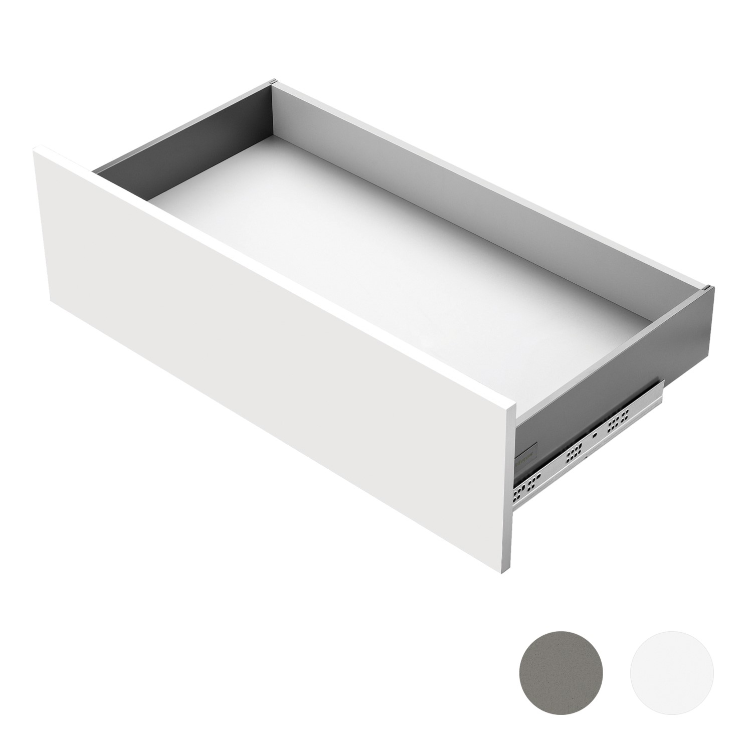 Slimbox - set voor lade h:120mm - met push-to-open/softclose - d: 400mm - mat wit