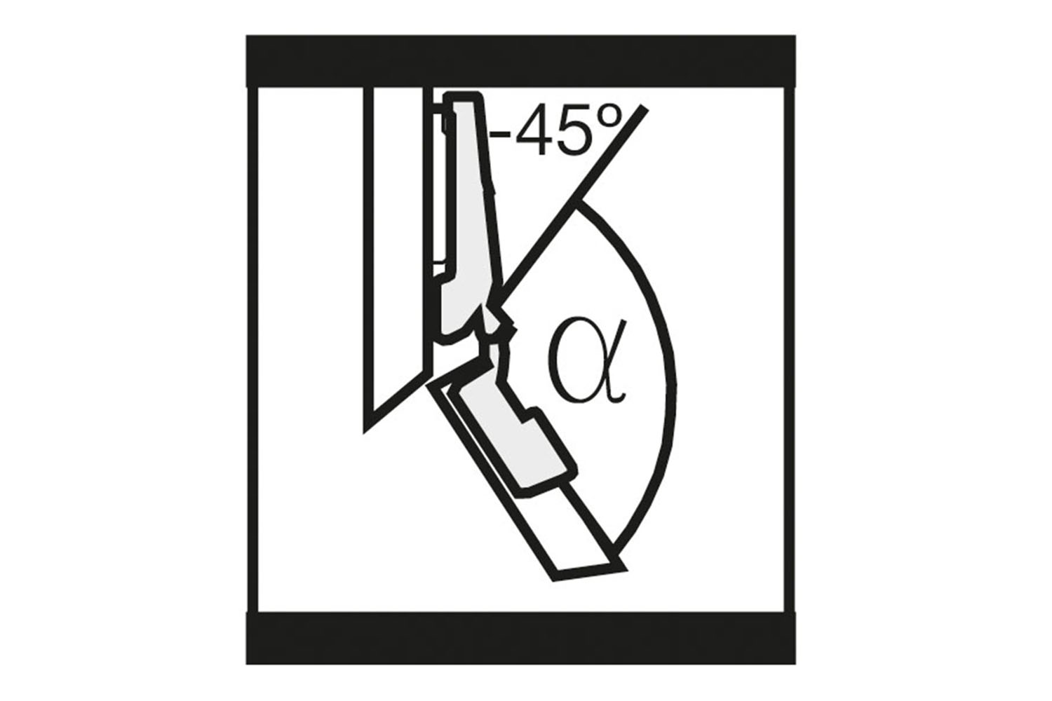 Potscharnier hoek - Mesuco 143 - -45-65° - volledig opdek - expandmoffen